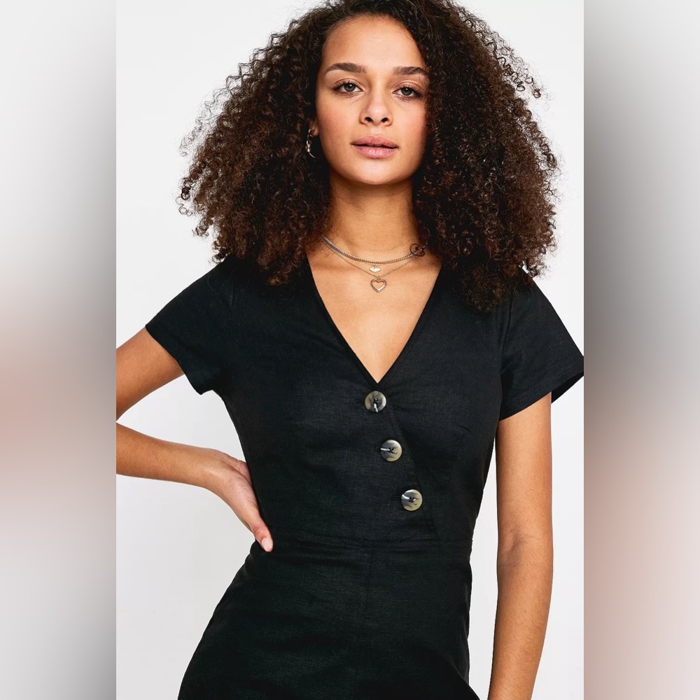 Urban Outfitters Karen Black Surplice Button-Through Jumpsuit - Picture 2 of 11